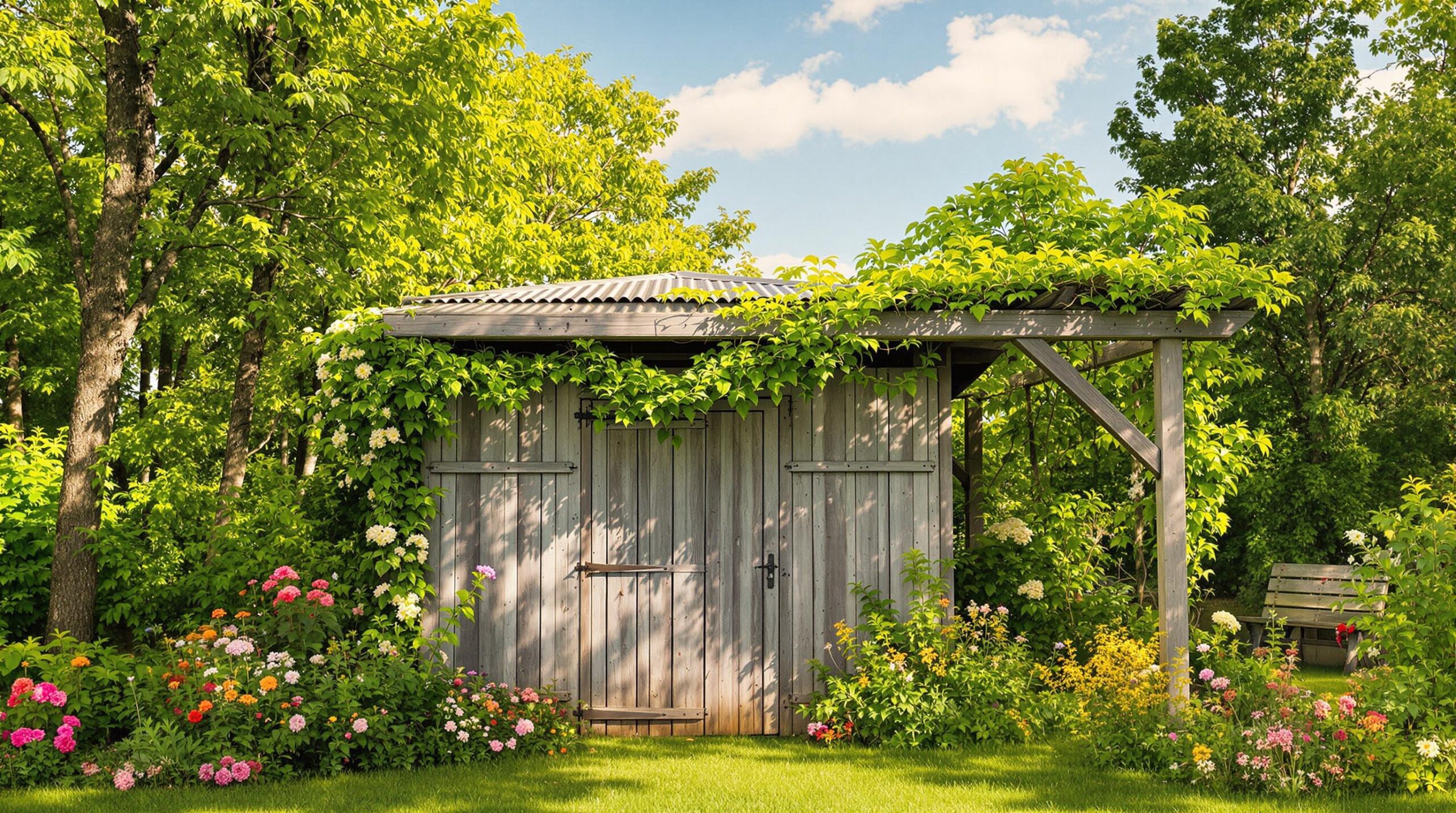 découvrez notre abri de jardin en bois avec pergola à angoulins, alliant esthétisme et fonctionnalité. profitez d'un espace de rangement optimisé tout en embellissant votre jardin grâce à cette solution 2-en-1 idéale pour votre extérieur.