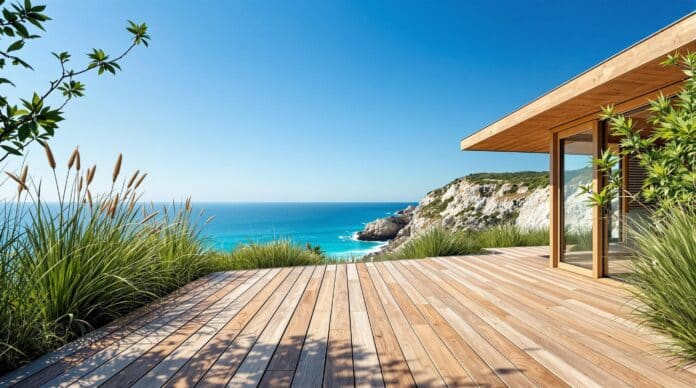 découvrez notre terrasse en bois sur l'île de ré, alliant l'élégance des lames en red cedar à un design naturel. profitez d'un espace de détente unique en bord de mer, parfait pour savourer la beauté de la côte atlantique.