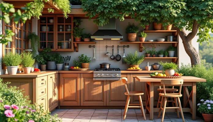 découvrez des idées inspirantes pour aménager votre coin cuisine d'été en bois. optimisez votre espace extérieur avec des designs fonctionnels et esthétiques, alliant élégance et convivialité. transformez votre jardin en un havre de paix pour des repas en plein air mémorables.
